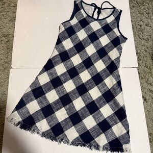 Gingham Dress Country Chic Cottage Core Blue And White Size Medium Frayed Anthro